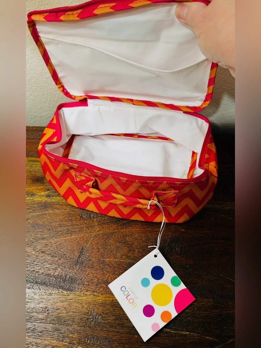 NWT Vera Bradley Pink and Orange Chevron‎ Cosmetic Pouch